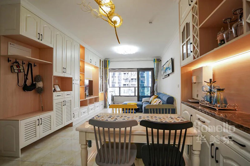 108㎡三居，打造大橫廳柜墻，細化臥室布局，全屋功能性拉滿